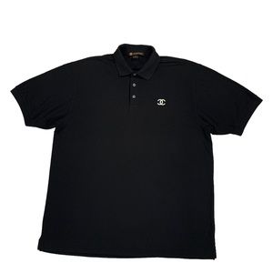 Vintage Harriton Black & White Double C Embroidered Logo Polo Shirt Size XL